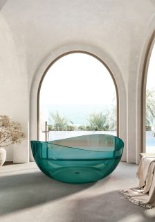 Прозрачная ванна ABBER Kristall AT9705Aquamarin из полиэфирной смолы 150см бирюзовый